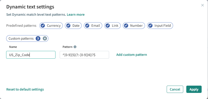 Placeholder — recapture: custom pattern creation dialog ("Add custom type")