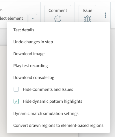 Hide dynamic pattern highlights menu option