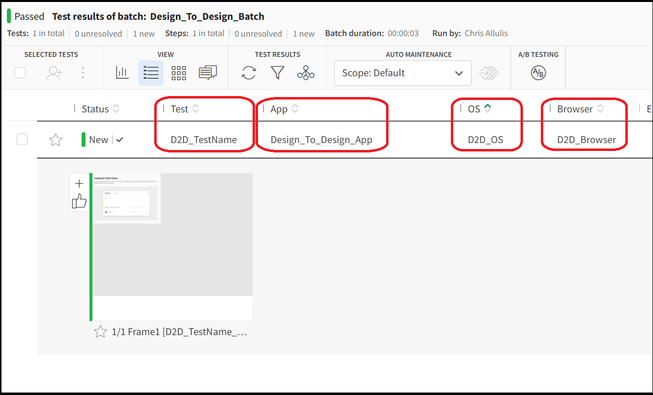 Design-to-design baseline created