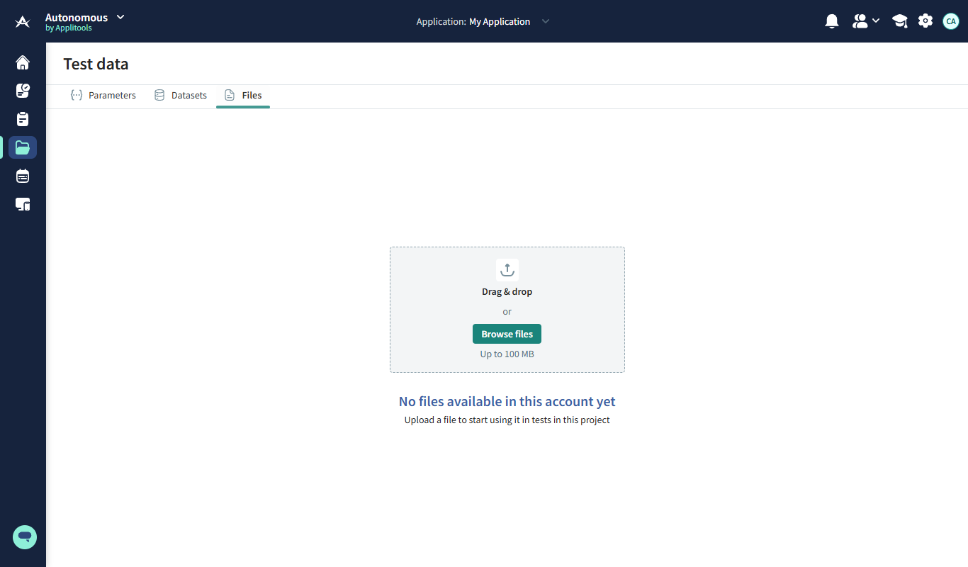 File Management Dashboard — empty state