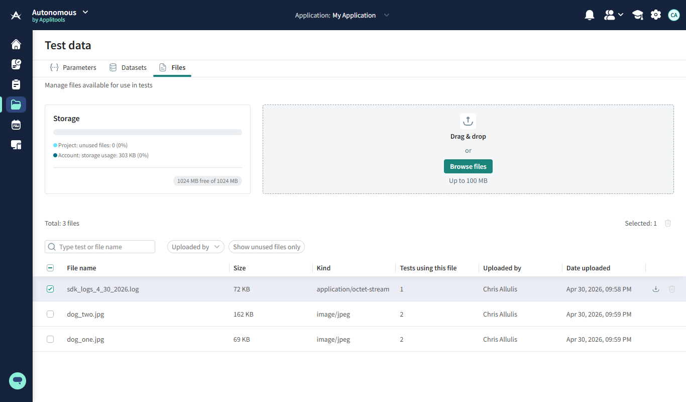 File Management Dashboard — with files