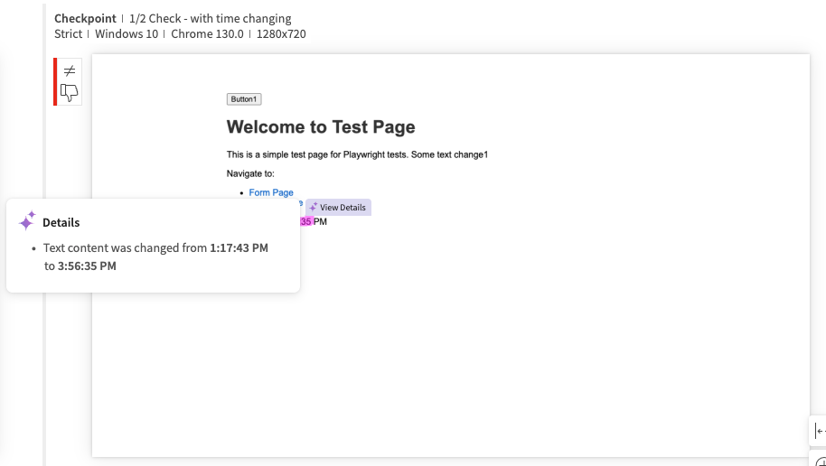 View Details popup showing a diff description in context